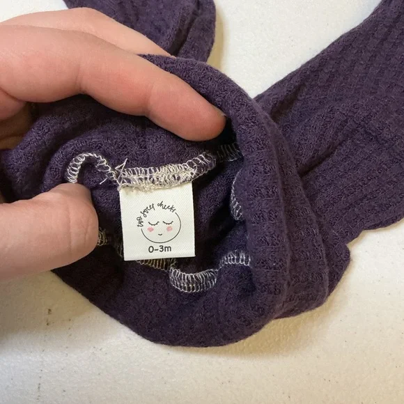 Handmade 2 Sweet Cheeks Waffle Knit Set 0-3M Purple Lounge Outfit - Picture 10 of 11